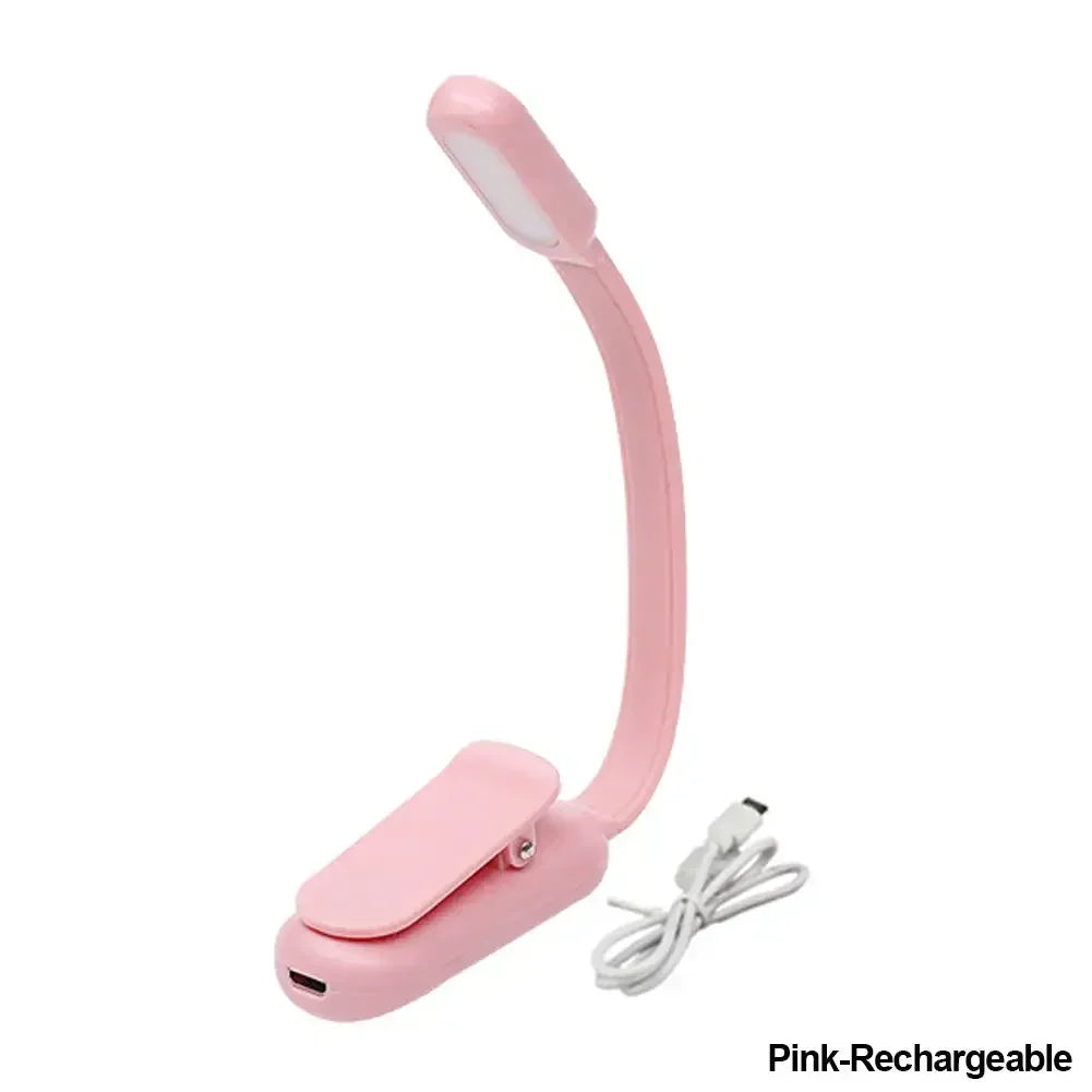 USB Mini LED Book Night 3 Light Color Adjustable Brightness Clip-On Study Reading Lamp Rechargeable for Travel Bedroom Reading