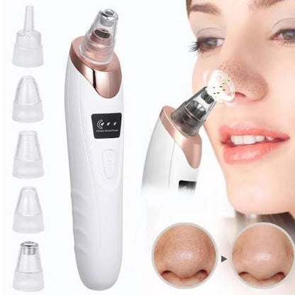 5-in-1 Blackhead Remover Machine Rechargeable – Face Pore Vacuum Suction Cleaner with 5 Replacement Heads
