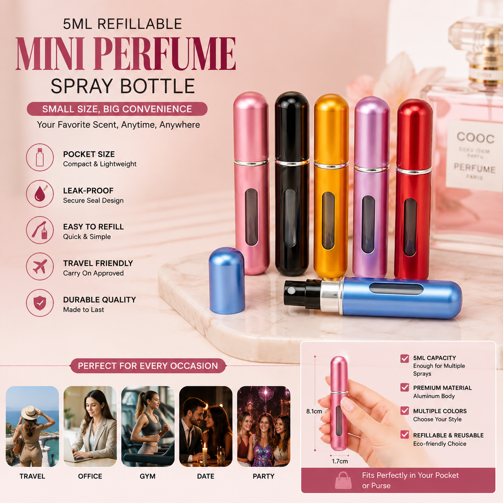 5ml Refillable Mini Perfume Spray Bottle