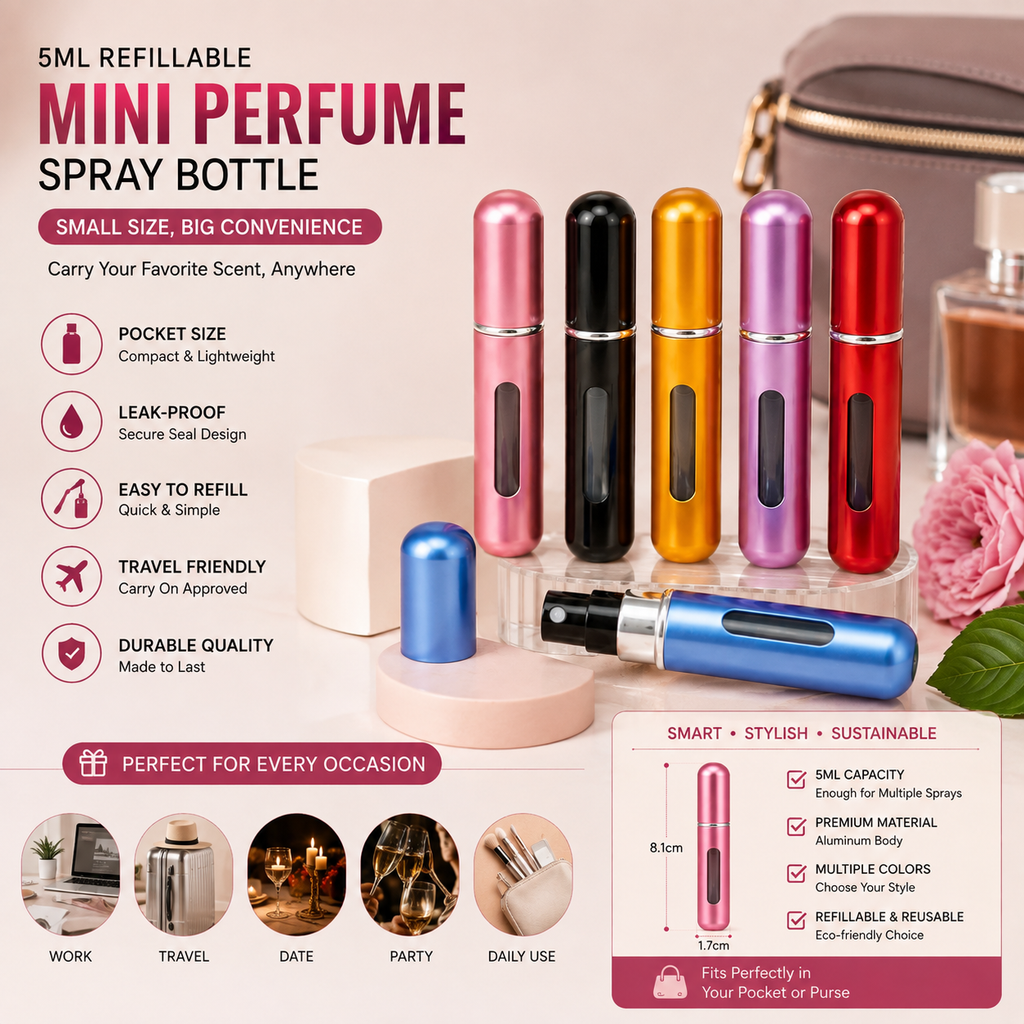 5ml Refillable Mini Perfume Spray Bottle