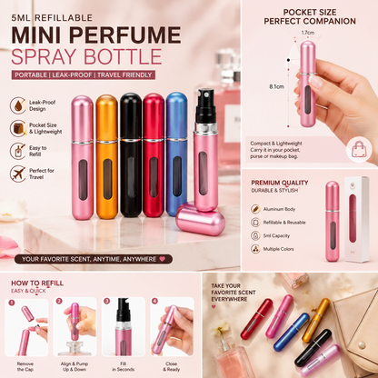 5ml Refillable Mini Perfume Spray Bottle