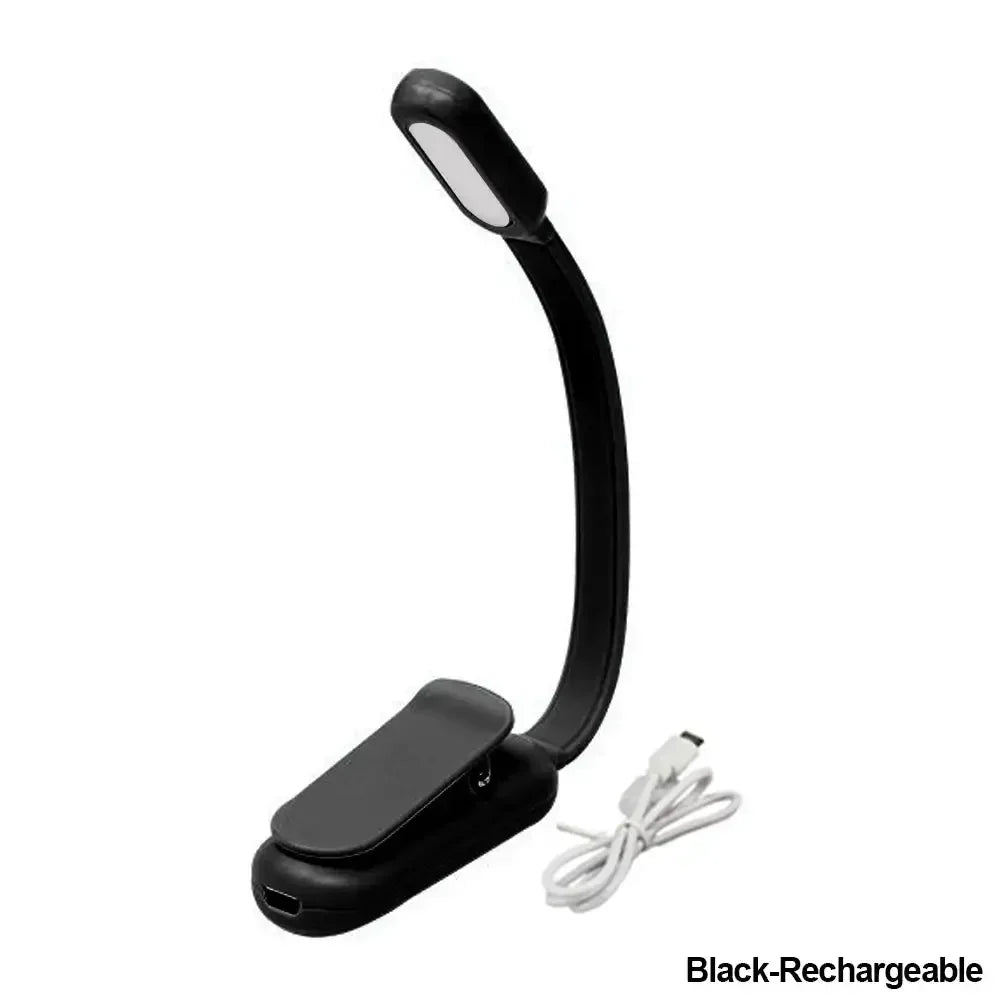 USB Mini LED Book Night 3 Light Color Adjustable Brightness Clip-On Study Reading Lamp Rechargeable for Travel Bedroom Reading