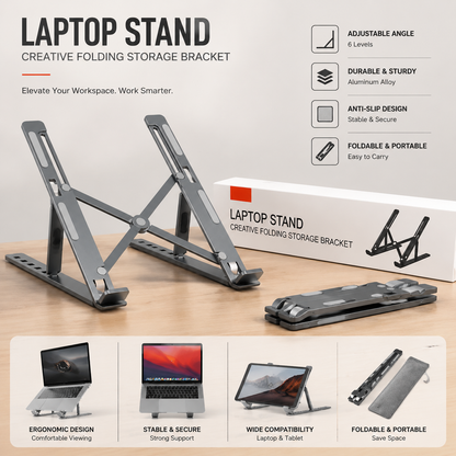Adjustable Foldable Laptop Stand – Portable Ergonomic Aluminum Holder