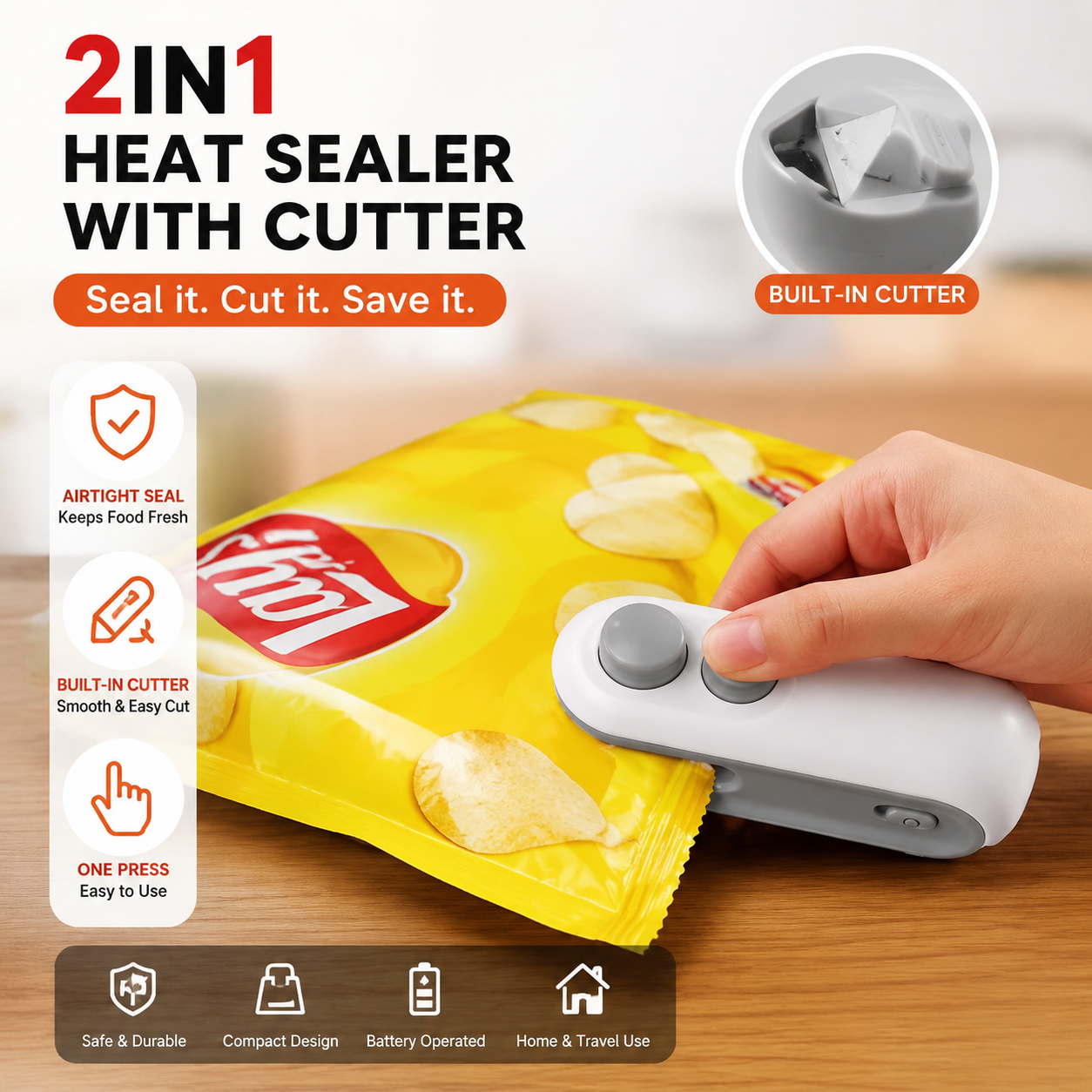 Portable Rechargeable Mini Bag Sealer – Handheld Heat Sealing Machine